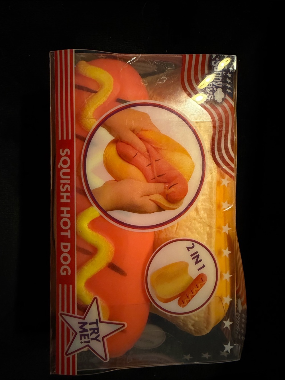 Squish Hot Dog Kids Toy - Pink and Yellow Squishy Play Food